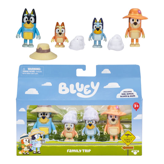 Bluey Figurine 4pack - Series 11 - Family Trip