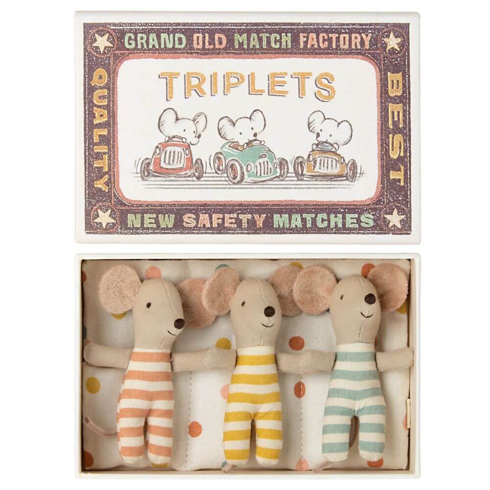 Triplets Baby Mice in box | Maileg