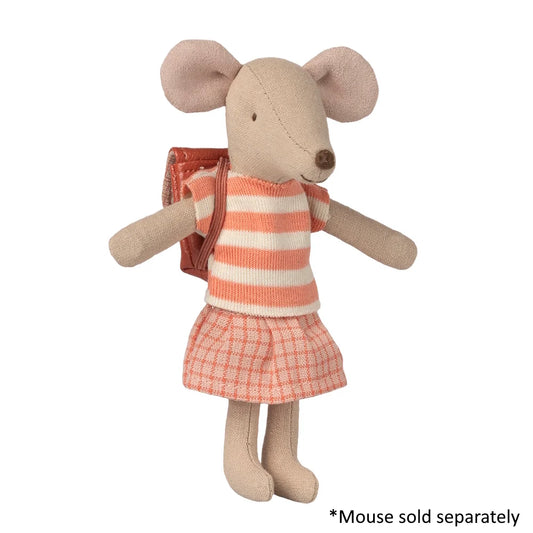 Maileg Clothes and Bag Big Sister Mouse Coral
