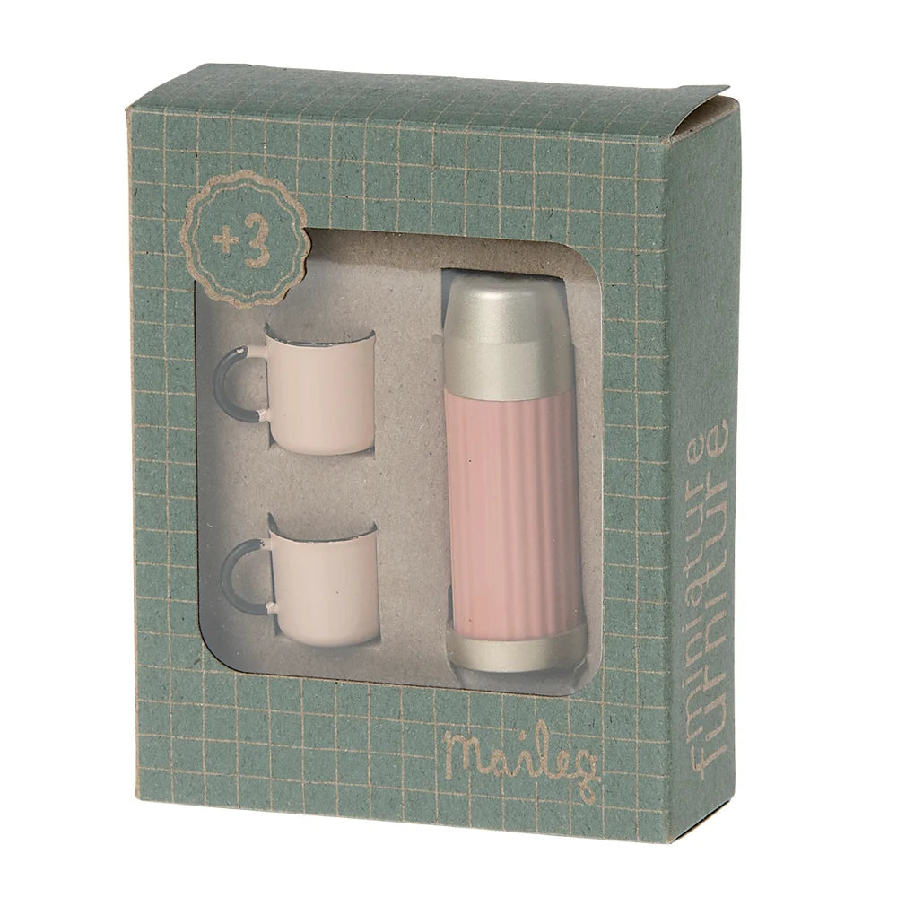 Maileg Miniature Thermos And Cups Coral