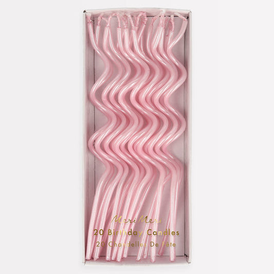 Pink Swirly Candles (Pack of 20)