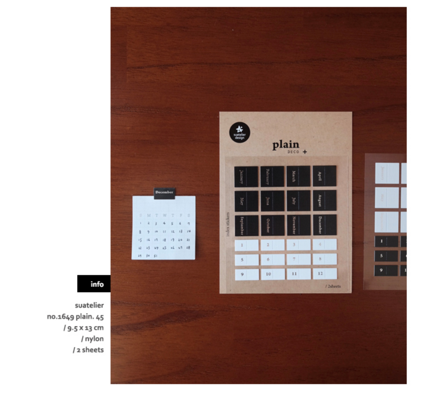 Plain.45 Monthly Tabs Sticker Black | Suatelier Design