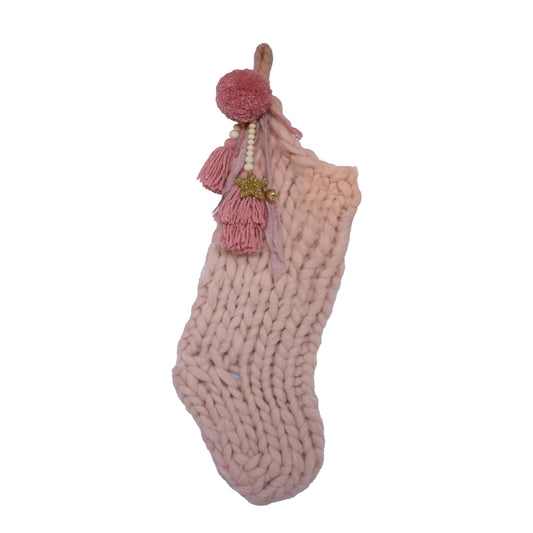 Knitted Rose Ash (Pink) Christmas Stocking