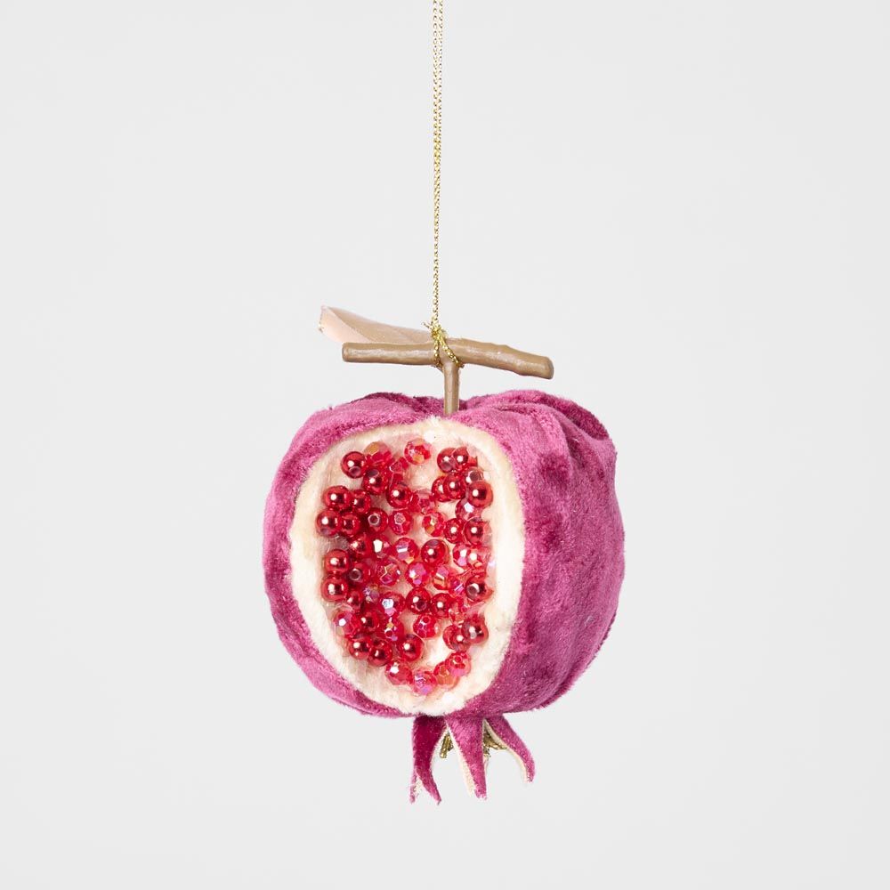 Luxe Beaded Pomegranate Tree Decoration Plum | Florabelle