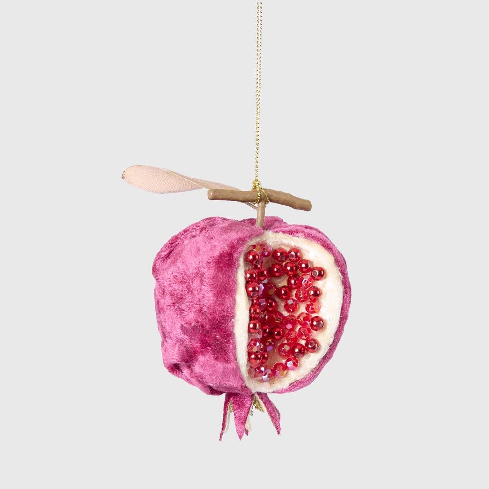 Luxe Beaded Pomegranate Tree Decoration Plum | Florabelle