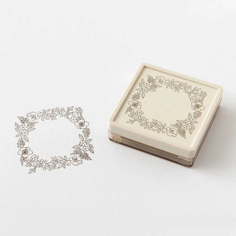 Midori Paintable Stamp - Floral Decoration (Brown)