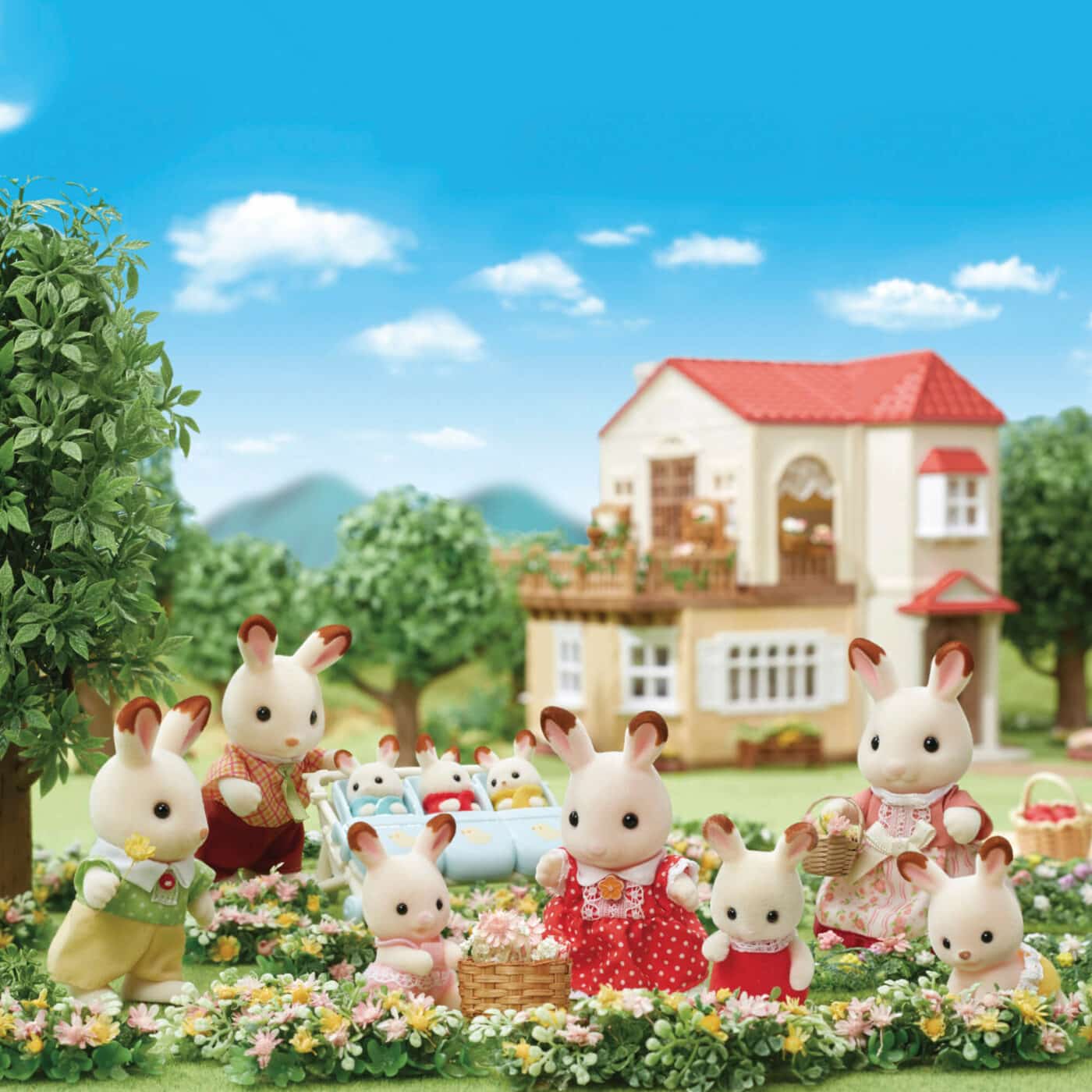 Sweet Rabbit Family Chocolate Rabbit Family | Sylvanian Families | Tiny Paper Co.