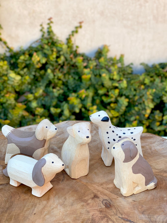 Hand Carved Wooden Dogs