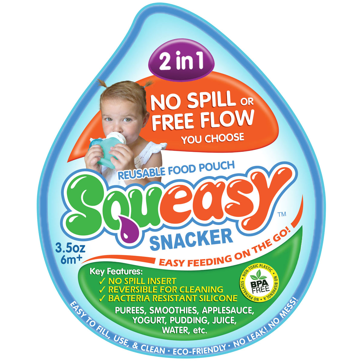 Squeasy Snacker Silicone Food Pouch (Large/470ml)
