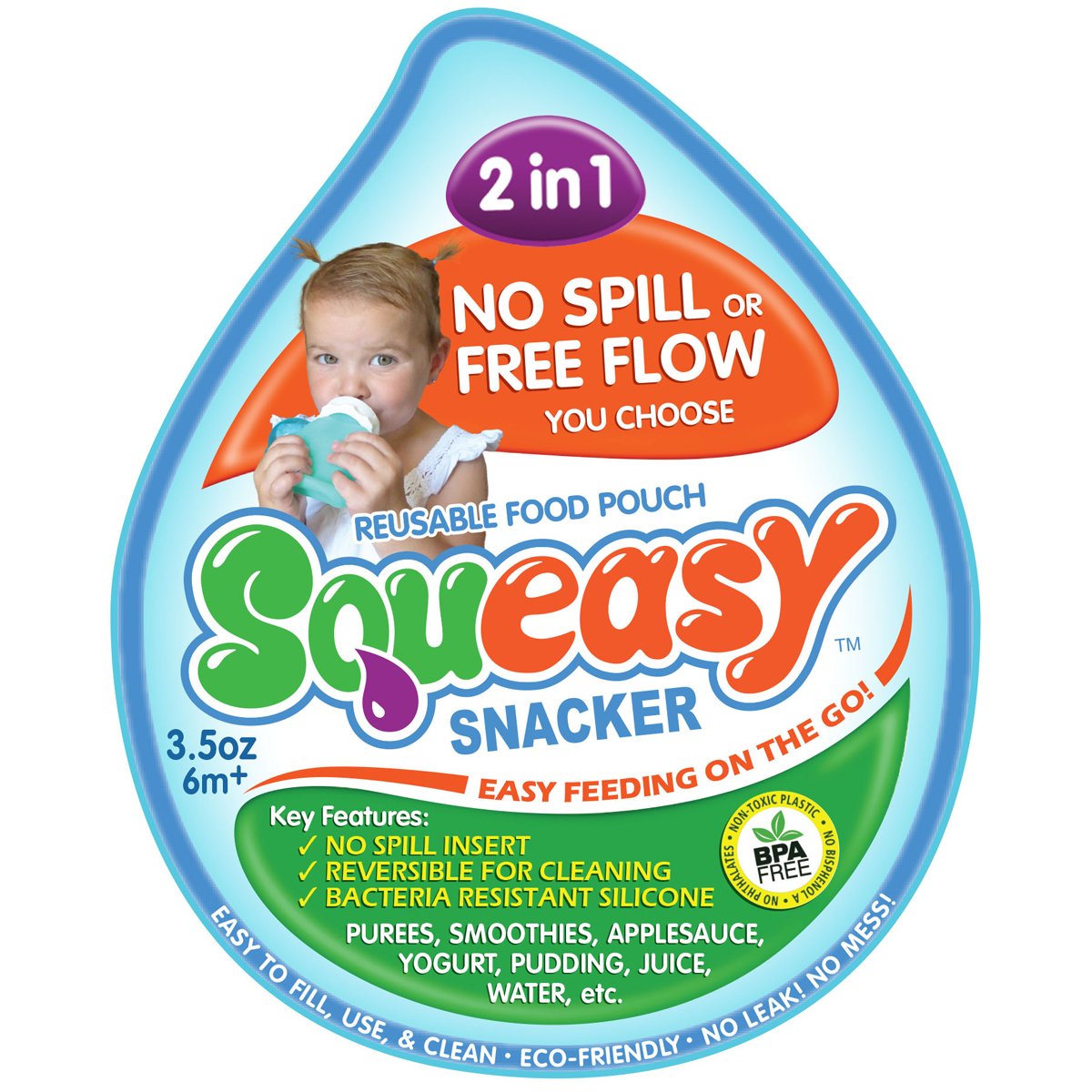 Squeasy Snacker Silicone Food Pouch (Medium/180ml)