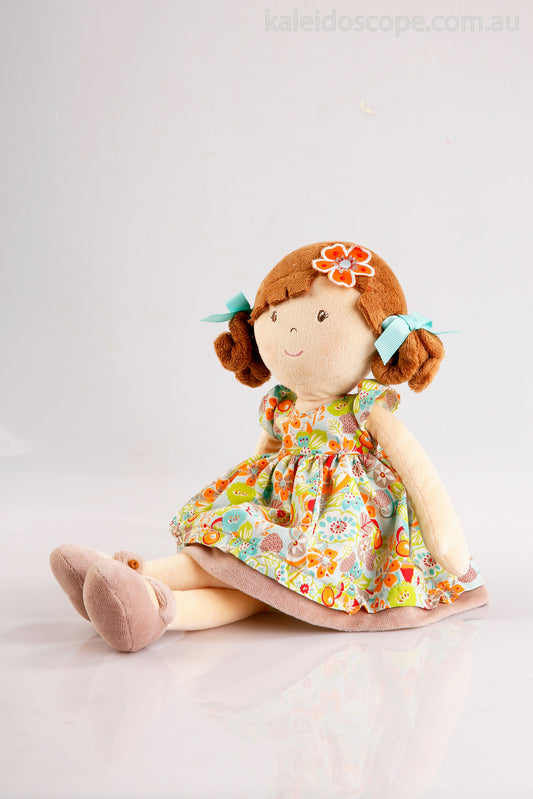 Summer Flower Kid Doll with Brunette Hair