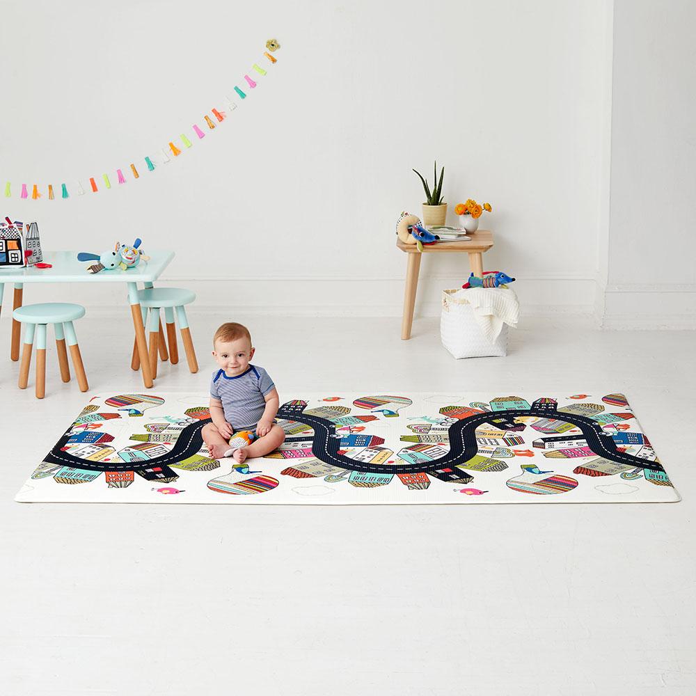 Doubleplay Reversible Playmat Vibrant Village and Sketch Triangles